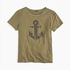 J. CREW Embellished Anchor Tee, Army green, S